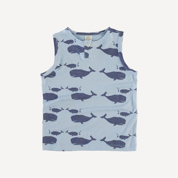 kate quinn Other - NWT 5Y Kate Quinn Sleeveless One Button Shirt Tank Top Bay Blue Whale 🐋 Whales